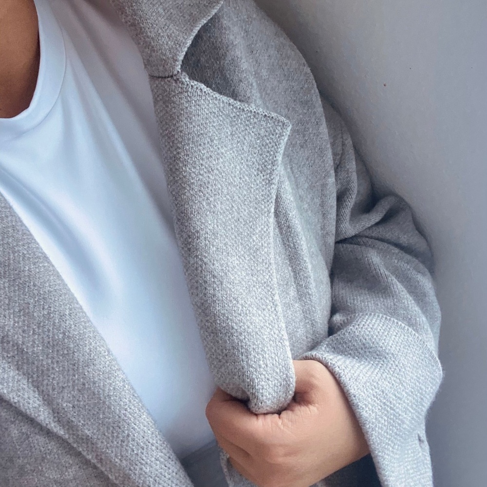 NWOT Grey knit trench coat fits L/XL